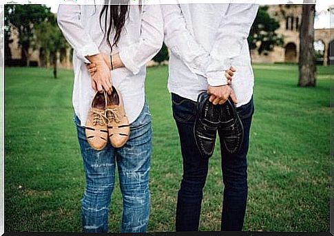 a man and a woman in the countryside