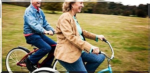 elderly on bicycle