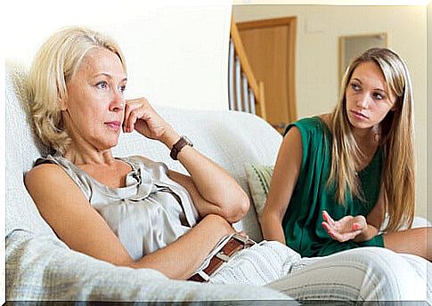 mother and daughter talking